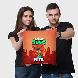 Подушка квадратная BRAWL STARS NITA, цвет: 3D-принт — фото 2