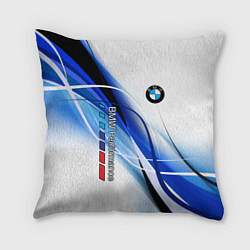 Подушка квадратная BMW волны - blue-white, цвет: 3D-принт
