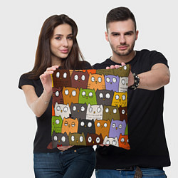 Подушка квадратная СОВЫ КОТИКИ, цвет: 3D-принт — фото 2