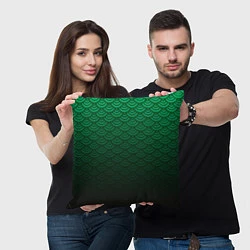 Подушка квадратная Узор зеленая чешуя дракон, цвет: 3D-принт — фото 2