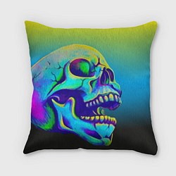 Подушка квадратная Neon skull, цвет: 3D-принт