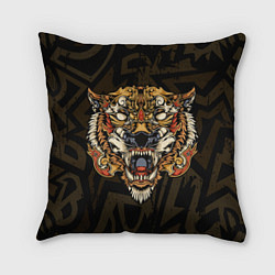 Подушка квадратная Тигровый стимпанк Tiger, цвет: 3D-принт