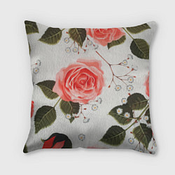 Подушка квадратная Нежные розы, цвет: 3D-принт
