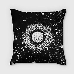 Подушка квадратная Каллиграфия на чёрном фоне