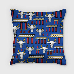 Подушка квадратная БЕЛЫЙ БЫК СИМВОЛ 2021 ГОДА, цвет: 3D-принт