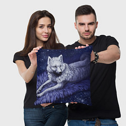 Подушка квадратная Белый Волк, цвет: 3D-принт — фото 2
