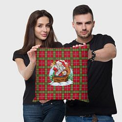 Подушка квадратная Санта Клаус, цвет: 3D-принт — фото 2