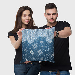 Подушка квадратная Снежное Настроенние, цвет: 3D-принт — фото 2