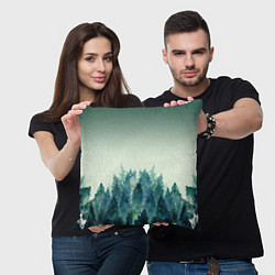 Подушка квадратная Акварельный лес градиент, цвет: 3D-принт — фото 2
