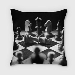 Подушка квадратная Шахматы фигуры доска ход мат, цвет: 3D-принт