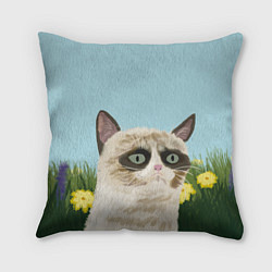 Подушка квадратная Grumpy Cat, цвет: 3D-принт