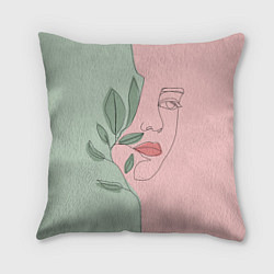 Подушка квадратная Девушка с листьями, цвет: 3D-принт