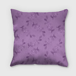 Подушка квадратная Листья на фиолетовом фоне, цвет: 3D-принт