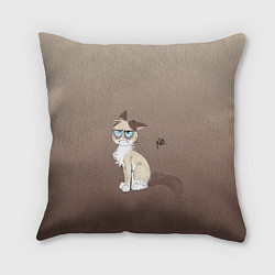 Подушка квадратная Сварливый кот мем нет, цвет: 3D-принт