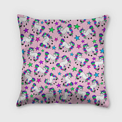 Подушка квадратная Единороги и звезды, цвет: 3D-принт
