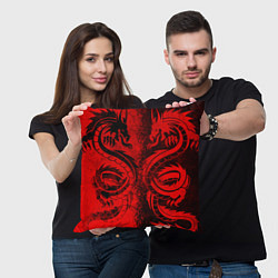 Подушка квадратная BLACK RED DRAGONS TATOO, цвет: 3D-принт — фото 2