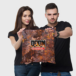 Подушка квадратная DOOM Eternal логотип, цвет: 3D-принт — фото 2