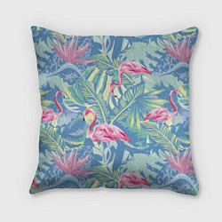 Подушка квадратная Фламинго, цвет: 3D-принт
