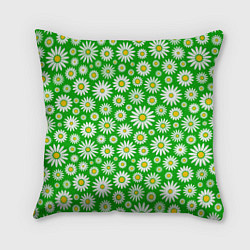 Подушка квадратная Ромашки на зелёном фоне, цвет: 3D-принт