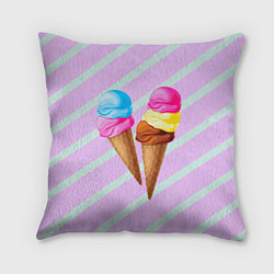 Подушка квадратная Мороженое графический фон, цвет: 3D-принт