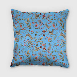 Подушка квадратная Кролик и Синичка, цвет: 3D-принт