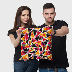 Подушка квадратная Разноцветные треугольники, цвет: 3D-принт — фото 2
