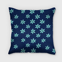 Подушка квадратная Цветы Голубые, цвет: 3D-принт