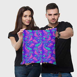 Подушка квадратная Яркий цветочный узор, цвет: 3D-принт — фото 2