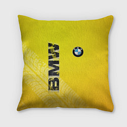 Подушка квадратная BMW СЛЕДЫ ШИН БМВ, цвет: 3D-принт
