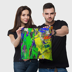 Подушка квадратная Брызги красок Grunge Paints, цвет: 3D-принт — фото 2