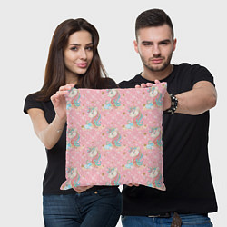 Подушка квадратная Единороги для девочек, цвет: 3D-принт — фото 2