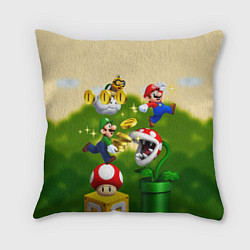 Подушка квадратная Mario Coins, цвет: 3D-принт