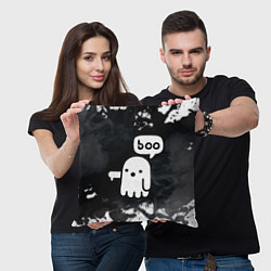 Подушка квадратная ХЕЛЛУОИН ПРИВЕДЕНИЕ БУ! HALLOWEEN GHOST BOO!, цвет: 3D-принт — фото 2