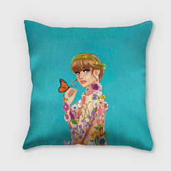 Подушка квадратная Тейлор в цветах, цвет: 3D-принт