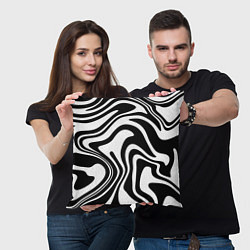 Подушка квадратная Черно-белые полосы Black and white stripes, цвет: 3D-принт — фото 2