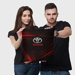 Подушка квадратная Toyota Неоновые соты, цвет: 3D-принт — фото 2