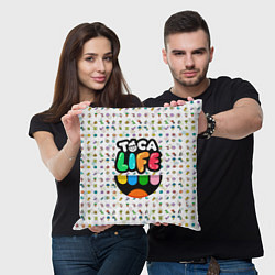 Подушка квадратная Toca Boca Тока Бока Паттерн, цвет: 3D-принт — фото 2