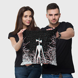 Подушка квадратная СИРЕНОГОЛОВЫЙ ГЛИТЧ ЛЕС, КОСМОС, цвет: 3D-принт — фото 2