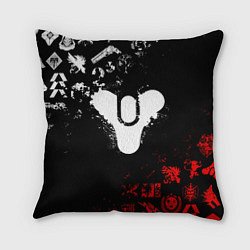 Подушка квадратная DESTINY 2 RED & WHITE PATTERN LOGO, цвет: 3D-принт