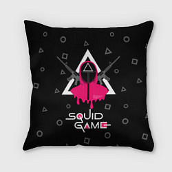 Подушка квадратная Squid game: guard with M-16, цвет: 3D-принт