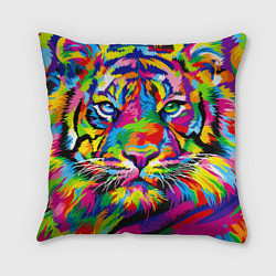 Подушка квадратная Тигр в стиле поп-арт, цвет: 3D-принт
