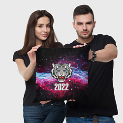 Подушка квадратная ЧЁРНЫЙ ТИГР НОВЫЙ ГОД 2022 GRAY TIGER NEW YEAR, цвет: 3D-принт — фото 2