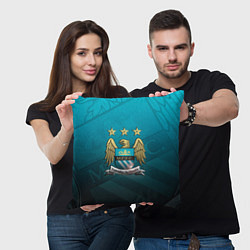 Подушка квадратная Manchester City Teal Themme, цвет: 3D-принт — фото 2