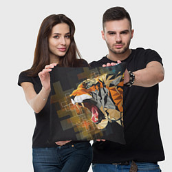 Подушка квадратная Тигр в гневе, цвет: 3D-принт — фото 2