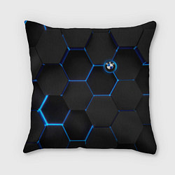 Подушка квадратная BMW blue neon theme, цвет: 3D-принт