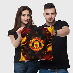 Подушка квадратная MANCHESTER UNITED FIRE STYLE SPORT ПЛАМЯ, цвет: 3D-принт — фото 2