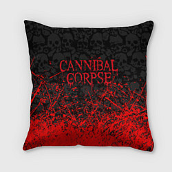 Подушка квадратная CANNIBAL CORPSE, БРЫЗГИ КРАСОК ЧЕРЕПА, цвет: 3D-принт