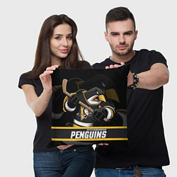 Подушка квадратная Питтсбург Пингвинз, Pittsburgh Penguins, цвет: 3D-принт — фото 2