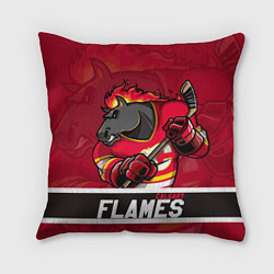 Подушка квадратная Калгари Флэймз, Calgary Flames, цвет: 3D-принт