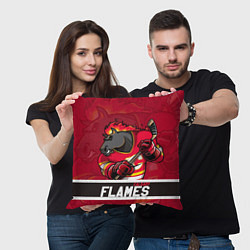 Подушка квадратная Калгари Флэймз, Calgary Flames, цвет: 3D-принт — фото 2